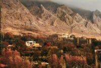 نقاشی طبیعت بر بوم طلایی