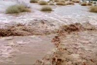 وقوع سیلاب در چاشم شهمیرزاد رسوب‌گذاری در جاده روستایی