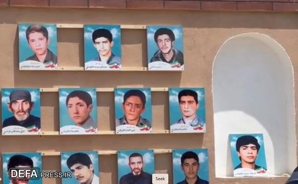 اقدامی زیبا در راستای ترویج فرهنگ شهادت در مهدیشهر ؛ عکس‌های زیبای شهدا بر دیوار یادمان 